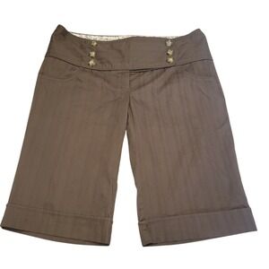 Charlotte Russe Brown Bermuda Shorts Y2K Pinstripe Button Front Size 11 
C643